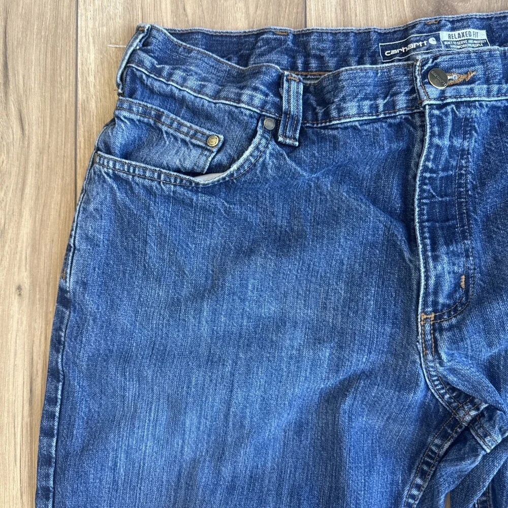 Carhartt MENS Relaxed Fit Cotton Denim Medium Wash Blue Jeans SIZE 38W x 30L